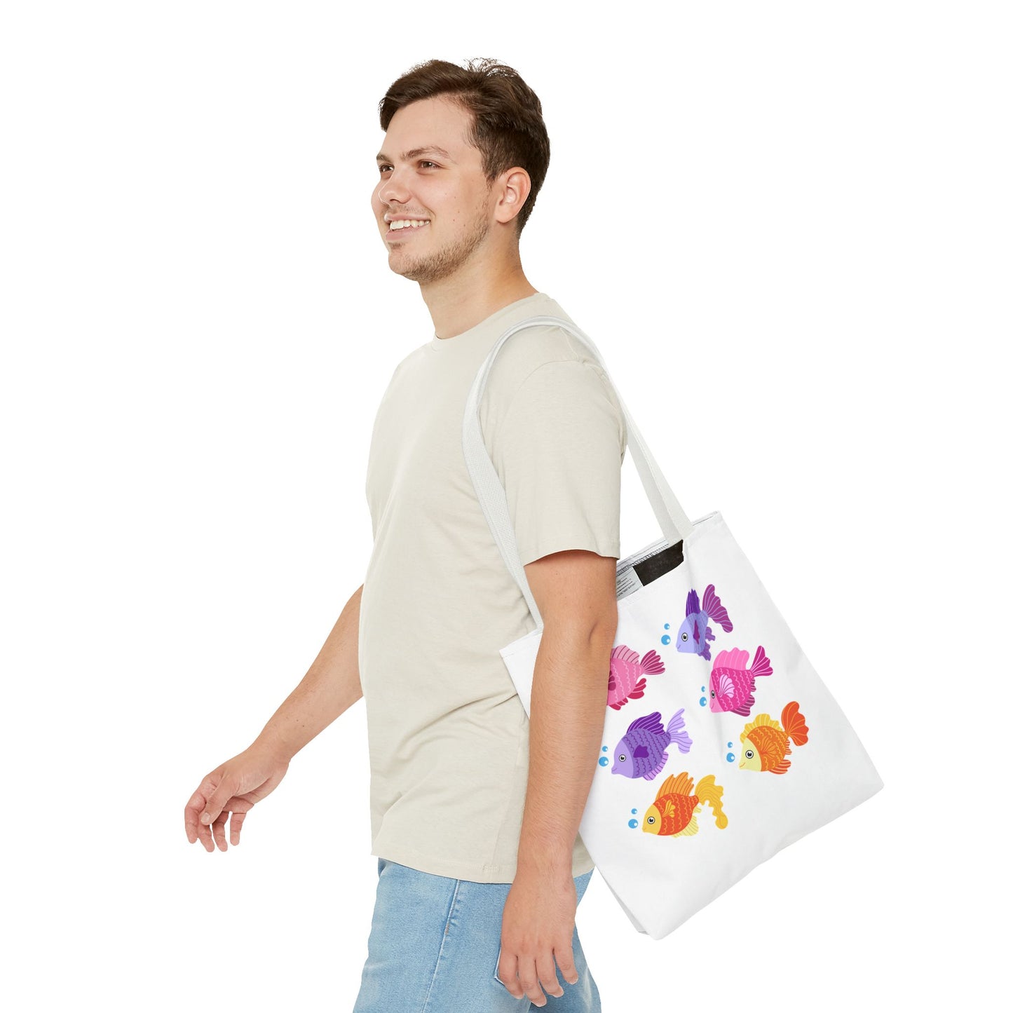 Six fish with cartoonish bubbles Tote Bag