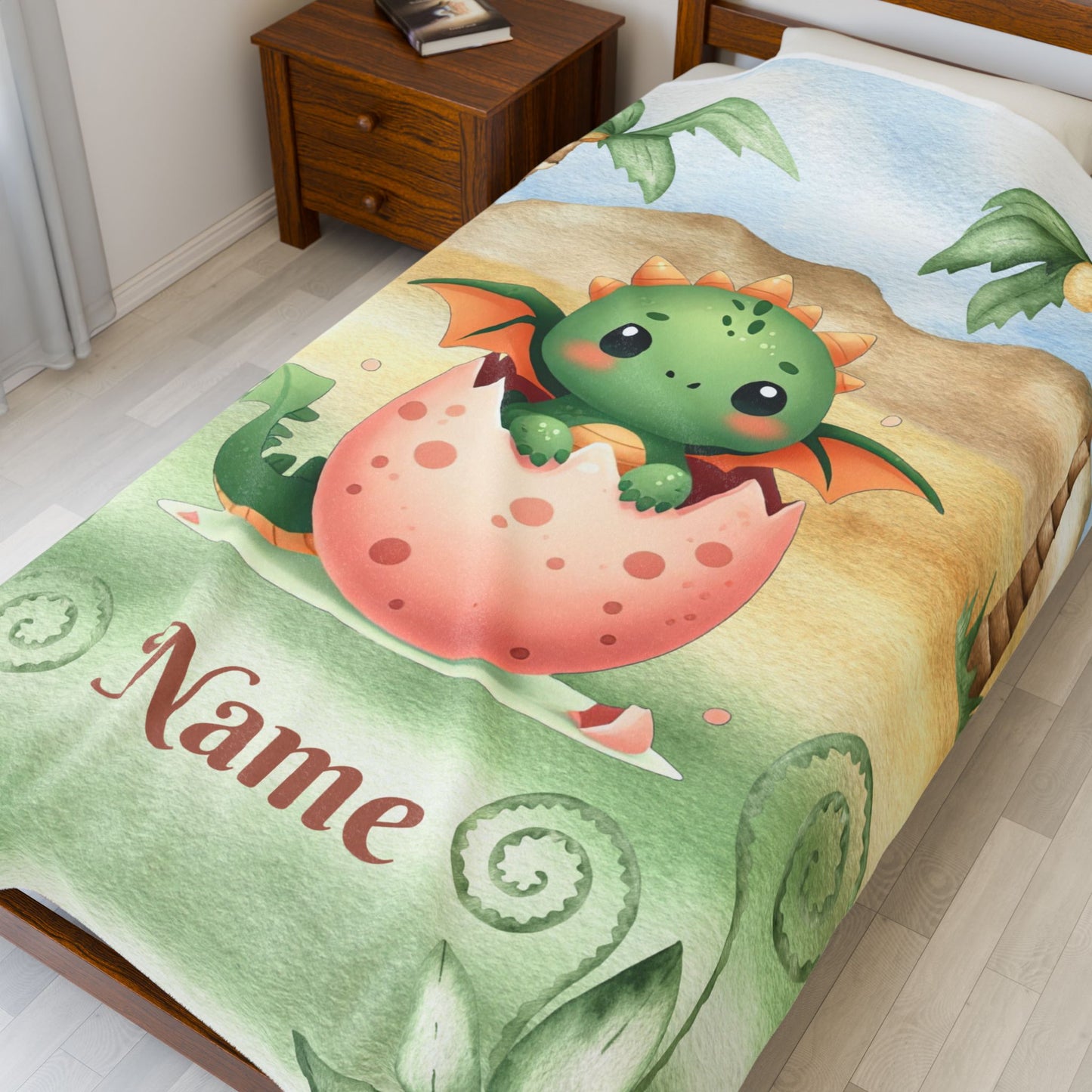 Custom Dragon Plush Blanket, Cozy Child's Blanket, Baby Shower Gift, Nursery Decor, Personalized Blanket, Soft Velveteen