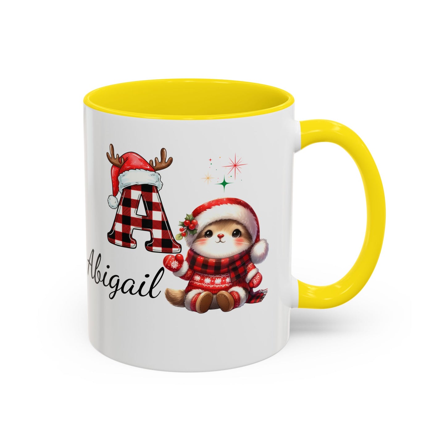 Festive Personalized Coffee Mug, Holiday Gift for Coffee Lovers, Custom Name Mug, Cute Animal Design, Perfect for Christmas