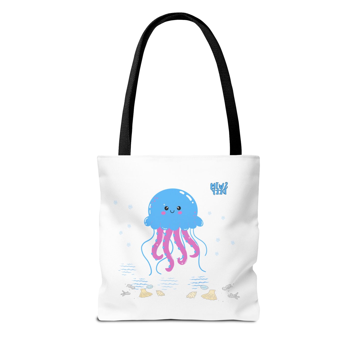 Blue jellyfish with pink tentacles Tote Bag