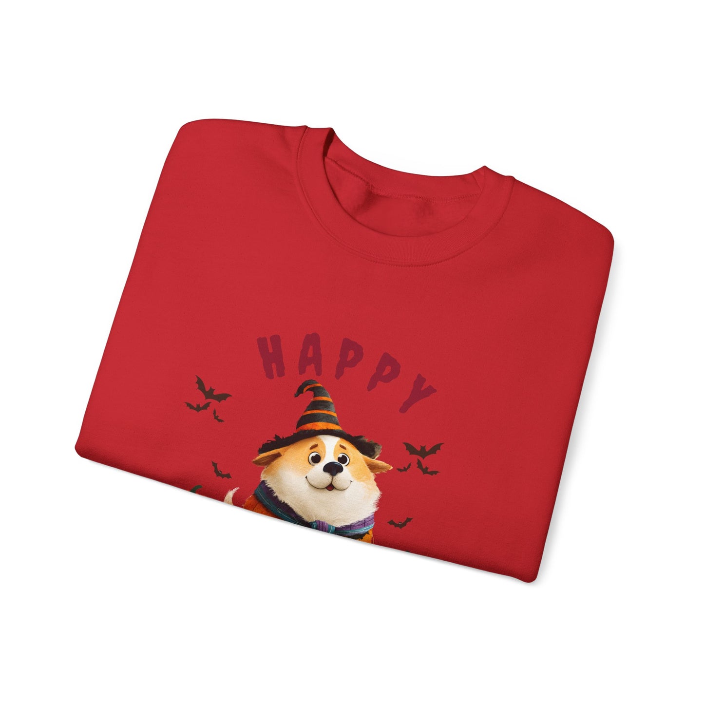 Happy Halloween Dog Sweatshirt, Cozy Fall Attire, Pet Halloween Apparel, Unisex Crewneck, Perfect for Halloween Parties, Fall Fashion