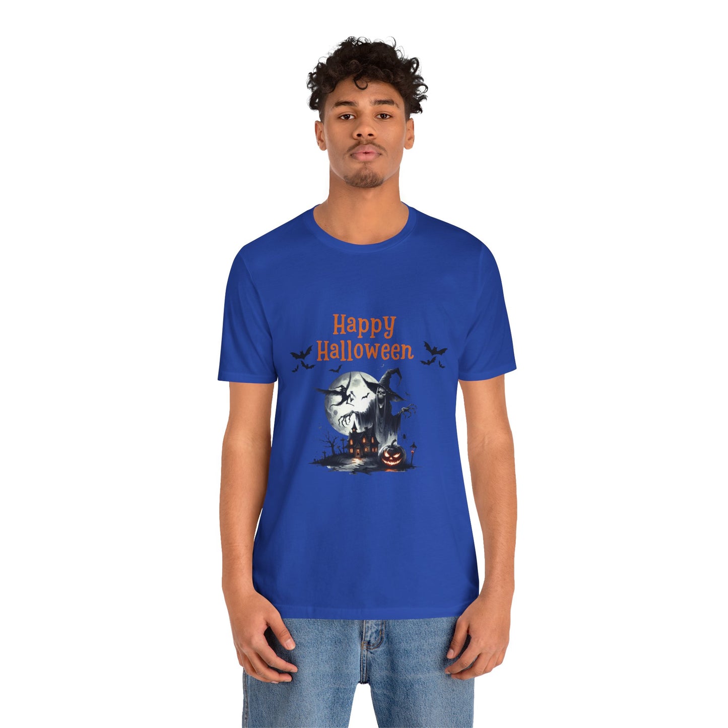 Happy Halloween Unisex Tee, Spooky T-Shirt, Halloween Gift, Fall Wardrobe Essential, Ghosts and Ghouls Vibe