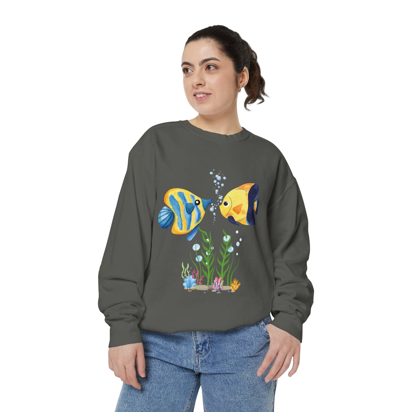 Two fish greet in underwater Unisex Garment-Dyed Sweatshirt