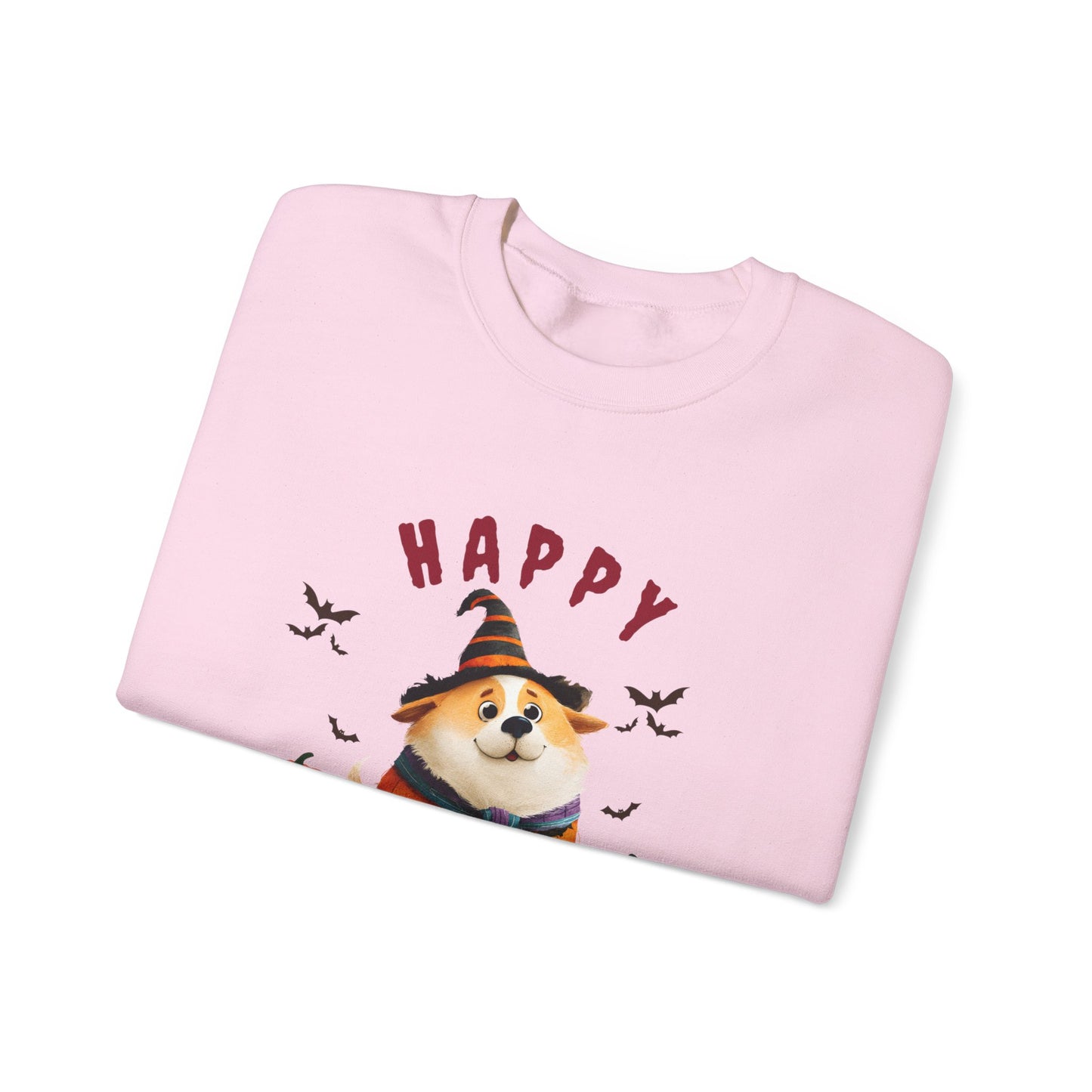 Happy Halloween Dog Sweatshirt, Cozy Fall Attire, Pet Halloween Apparel, Unisex Crewneck, Perfect for Halloween Parties, Fall Fashion