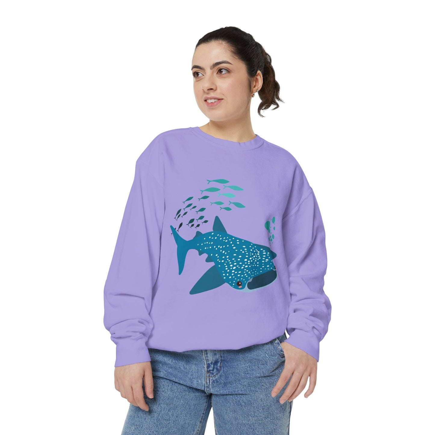 Whale Shark school of fish and buddles Unisex Garment-Dyed Sweatshirt