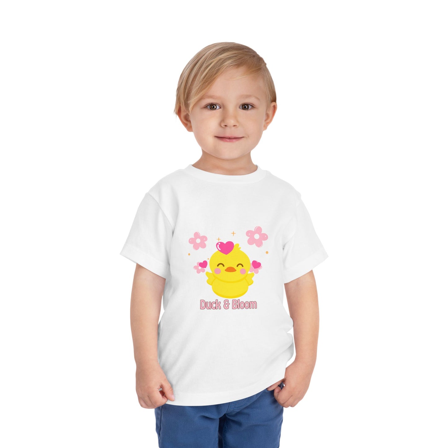 Cute Duck & Bloom Toddler Tee, Kid's Play Shirt, Toddler Summer Tee, Baby Shower Gift, Fun Spring Outfit