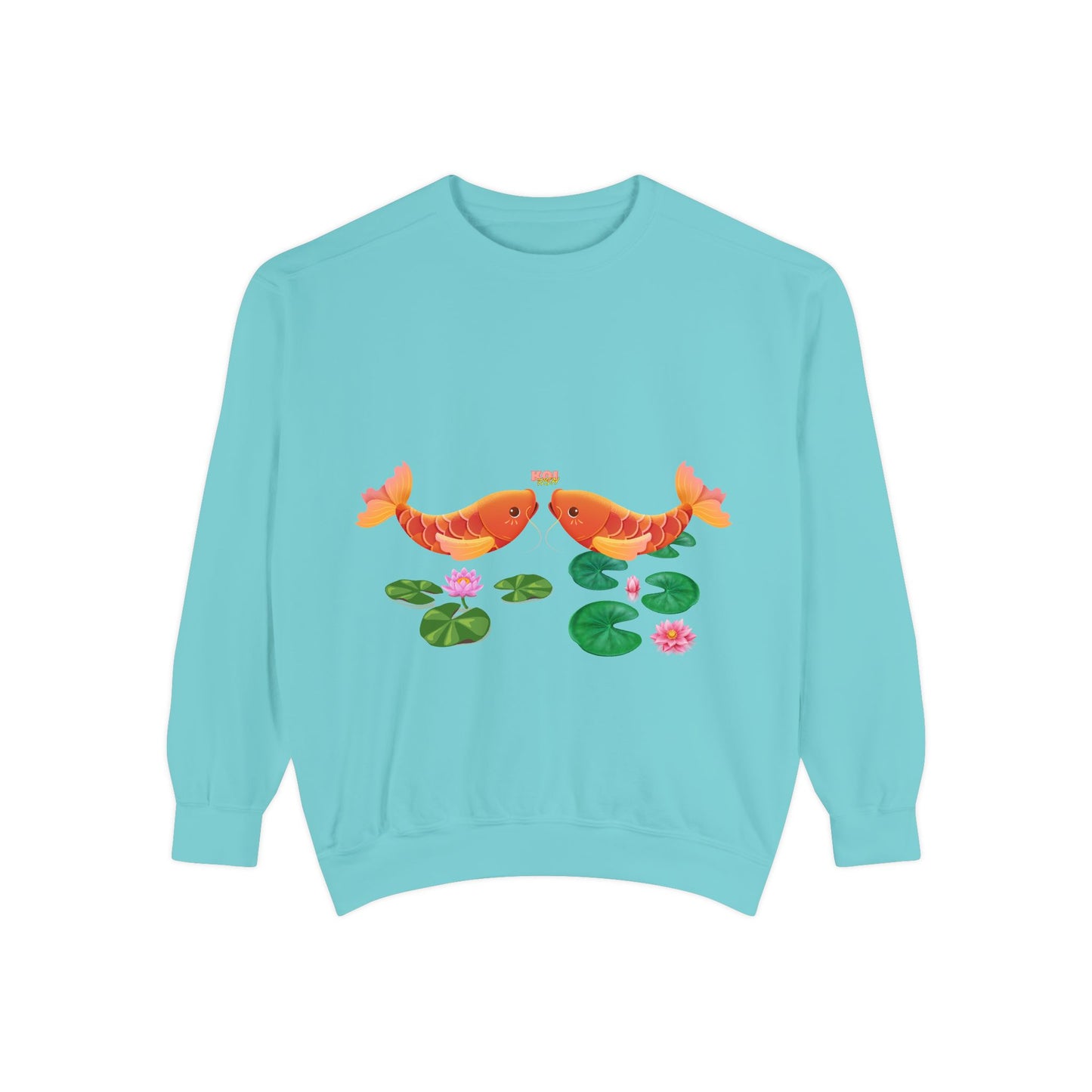 Golden koi fish with lotus flowers Unisex Garment-Dyed Sweatshirt
