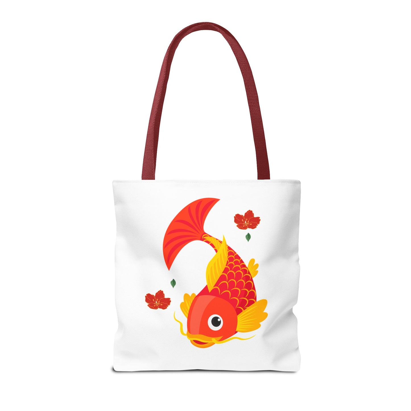 Goldfish with flowing fins and red blossoms Tote Bag