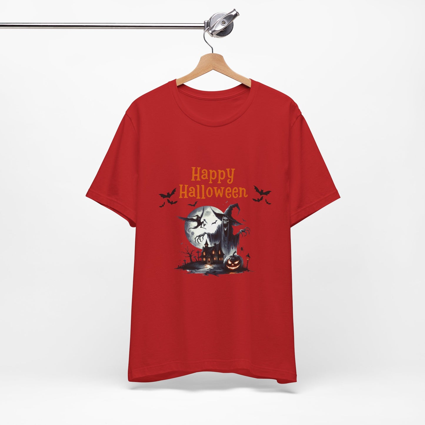 Happy Halloween Unisex Tee, Spooky T-Shirt, Halloween Gift, Fall Wardrobe Essential, Ghosts and Ghouls Vibe