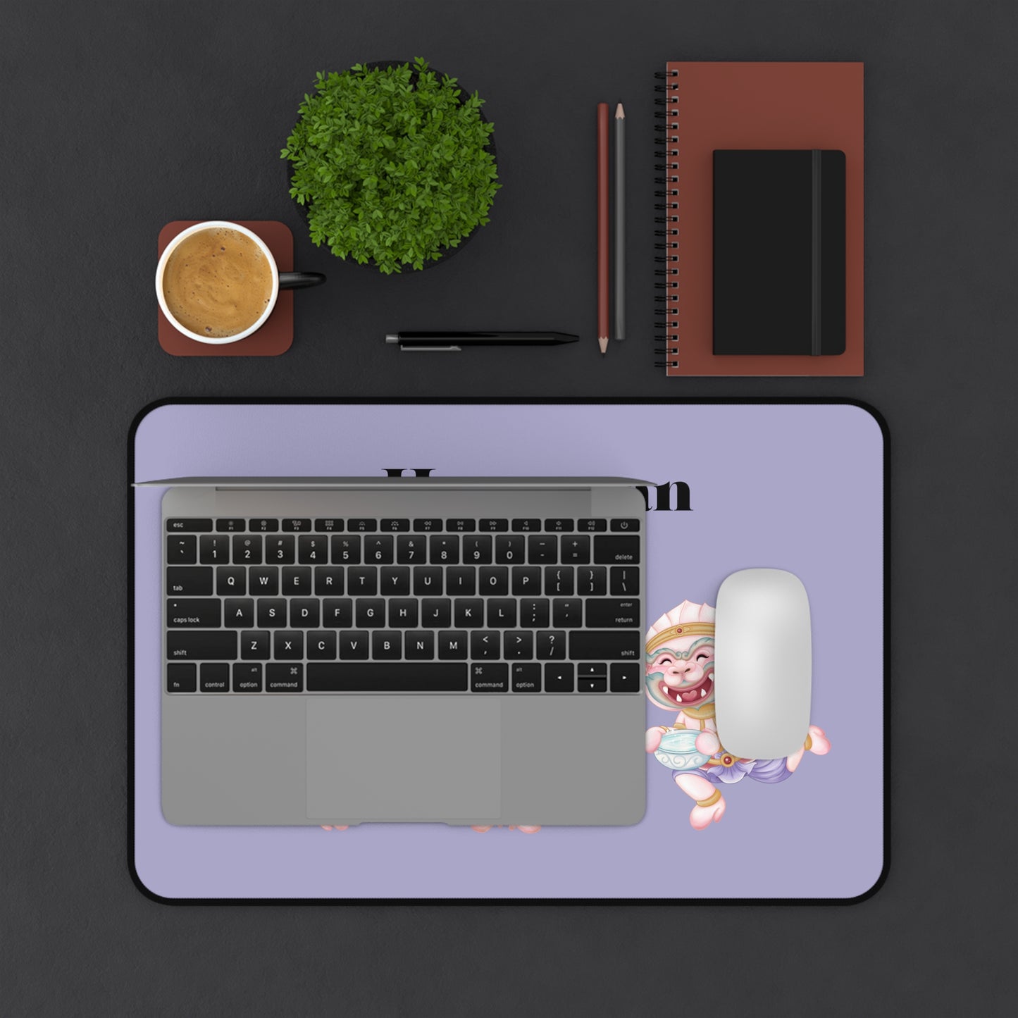 Hanuman Desk Mat - Hindu Mythology Themed Office Decor, Computer Mouse Pad, Gift for Animators, Cute Workspace Accessories