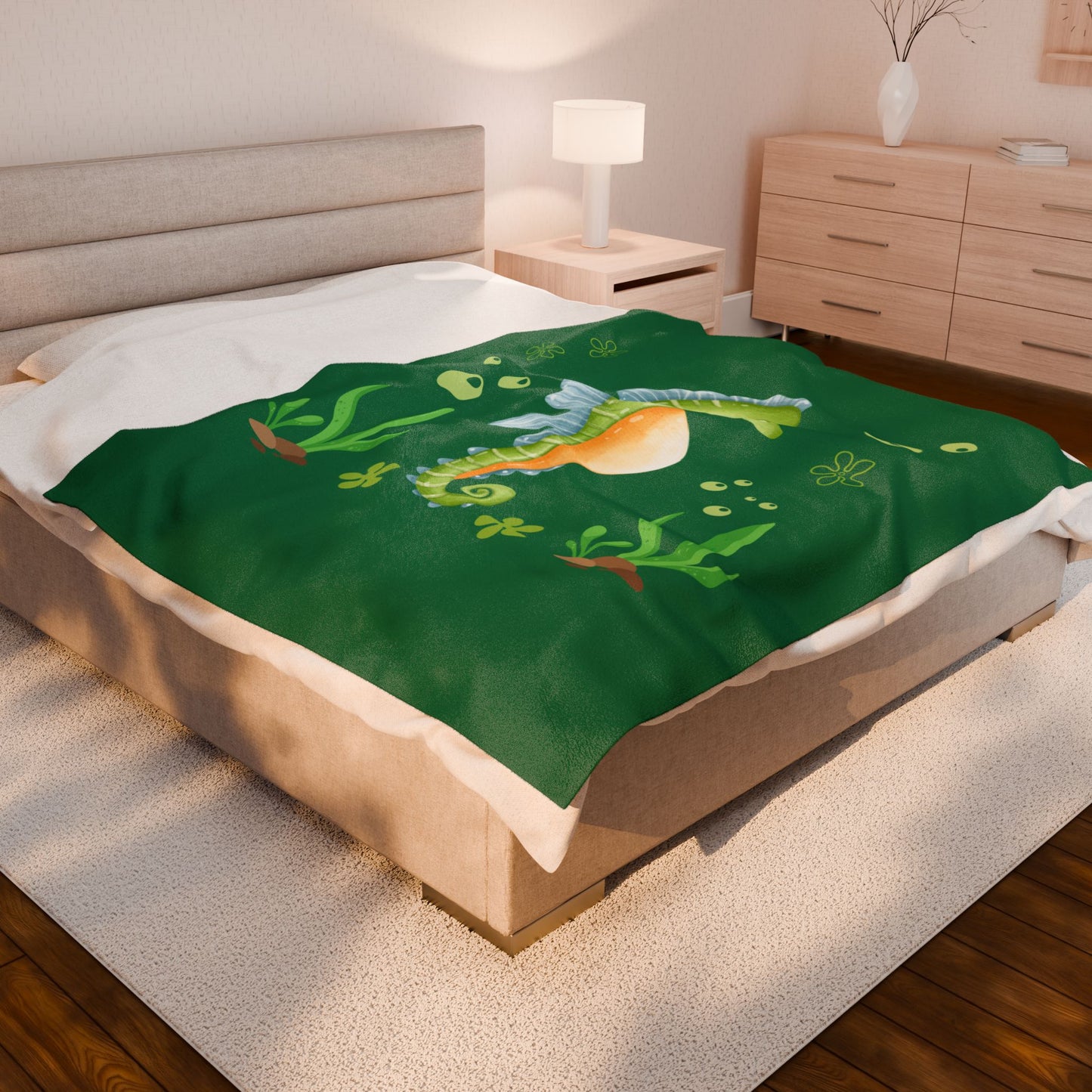 Seahorse with a focus on the natural world Velveteen Plush Blanket