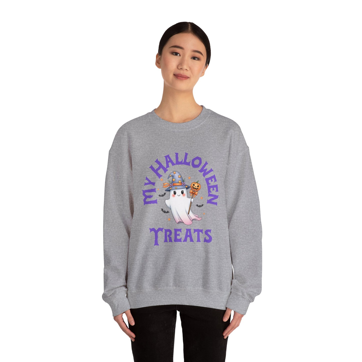 Halloween Ghost Crewneck Sweatshirt, Cozy Halloween Apparel, My Halloween Treats Sweatshirt, Fall Fashion, Spooky Season Gift
