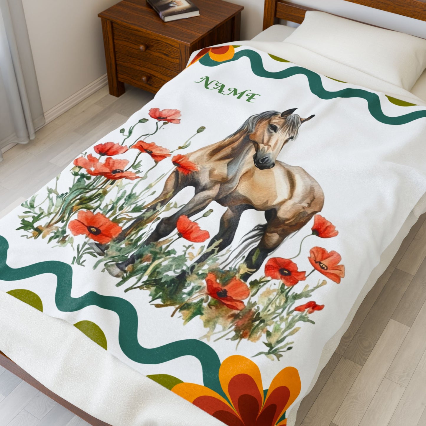 Personalized Horse-Themed Velveteen Plush Blanket, Cozy Throw for Horse Lovers, Warm Gift for Birthdays, Home Decor, Kids' Room