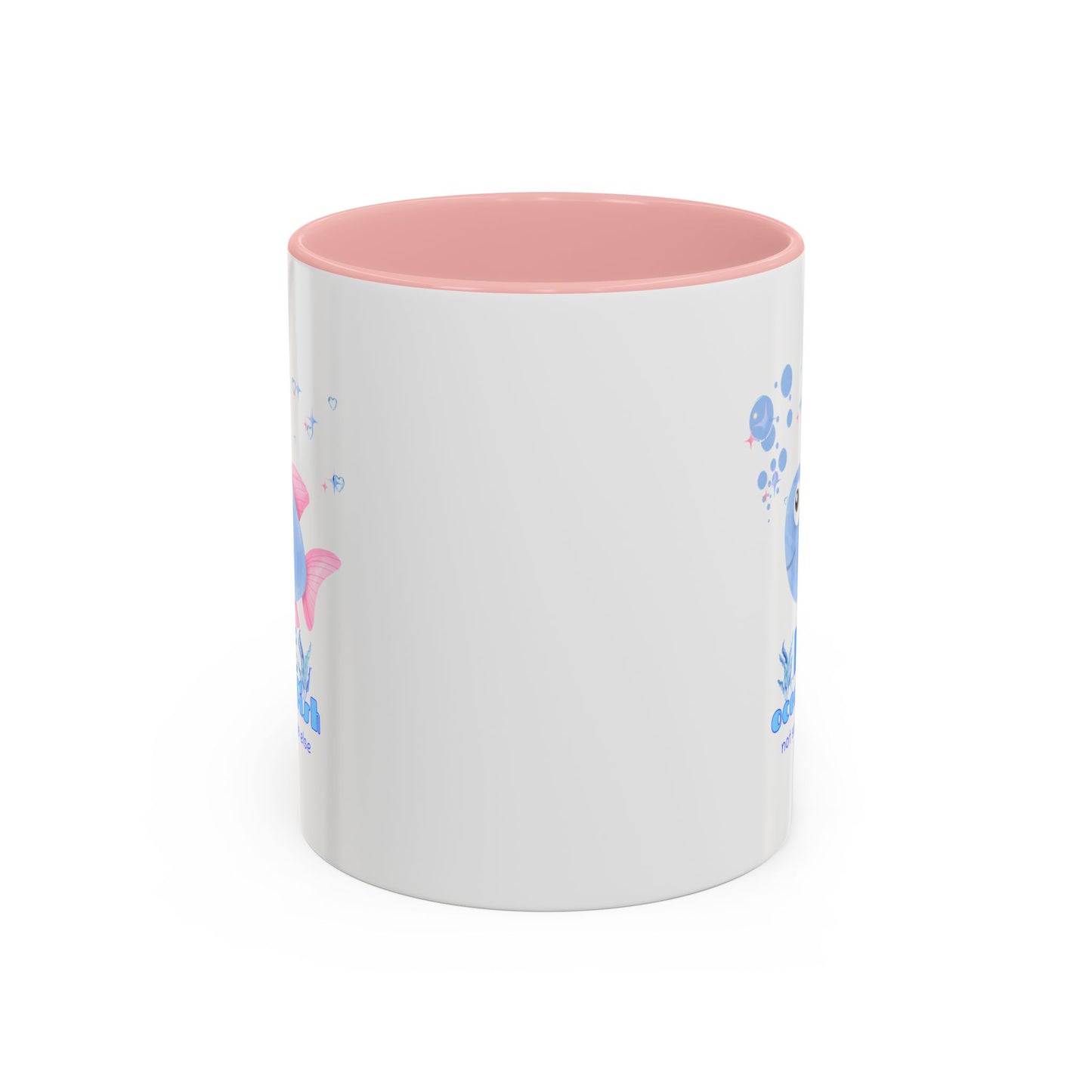 Cute cartoon fish with pink fins and bubble Coffee Mug