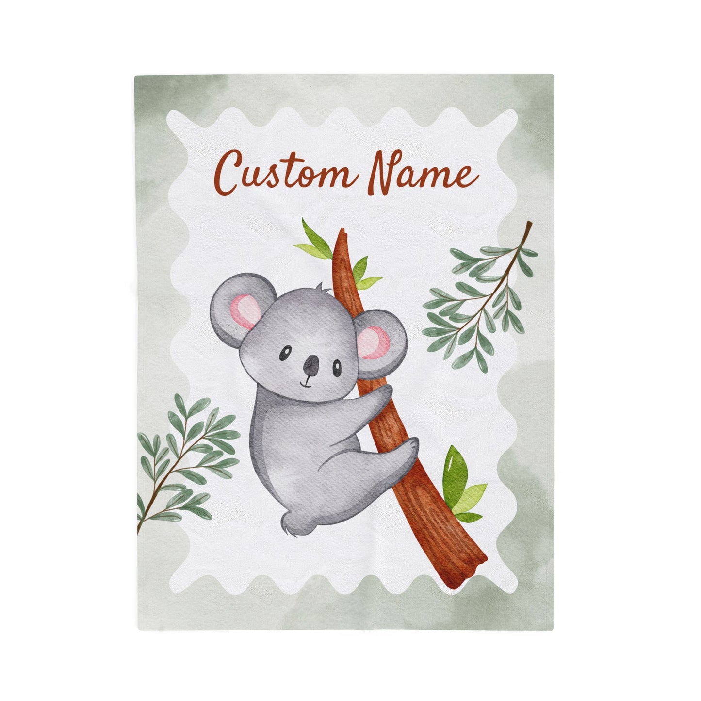 Custom Velveteen Plush Blanket with Adorable Koala Design, Cozy Gift for Kids, Nursery Decor, Personalized Baby Blanket, Holiday Gift Idea