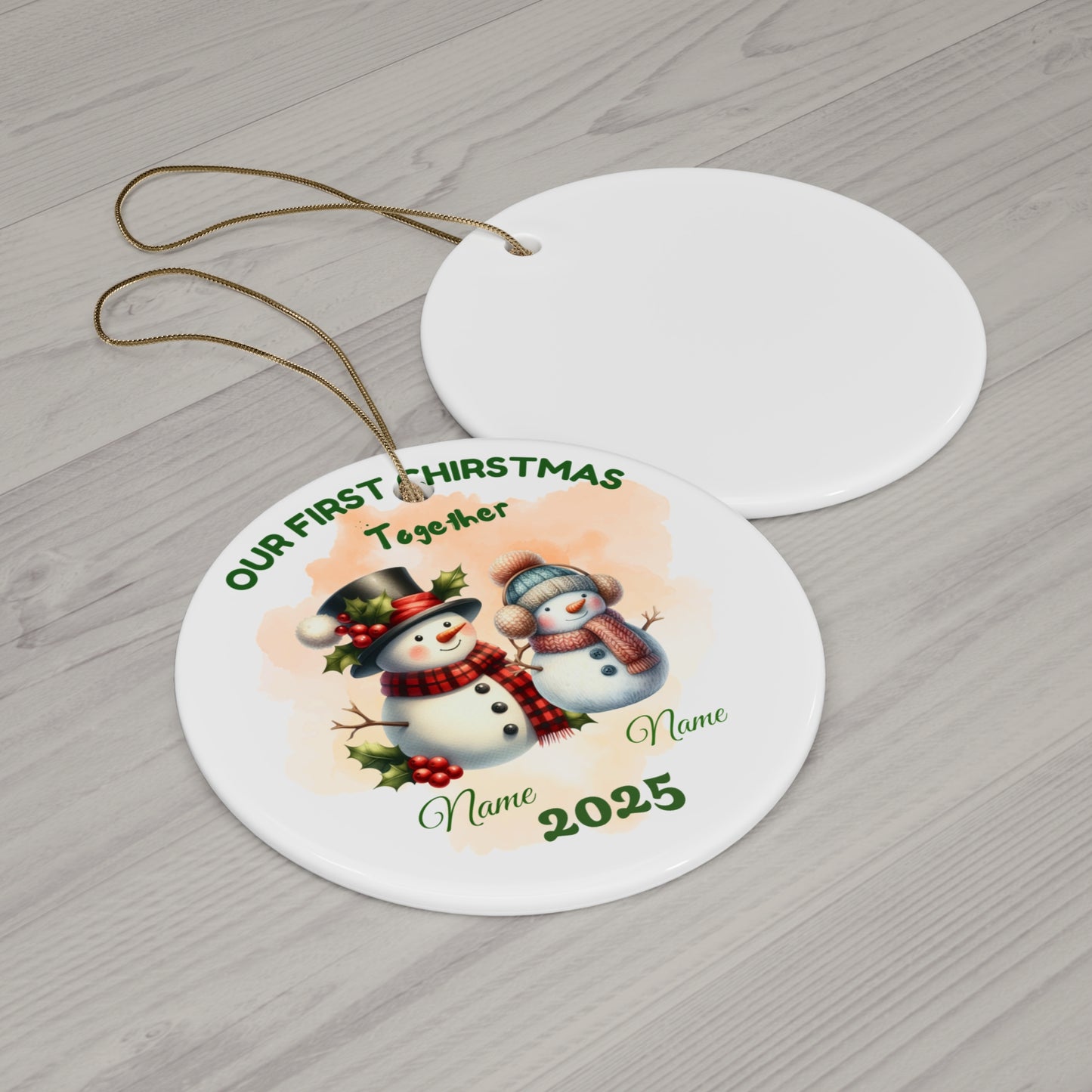 Personalized Holiday Ornament - Our First Christmas Together 2025, Ceramic Ornament, Christmas Gift, Family Keepsake, Home Decor