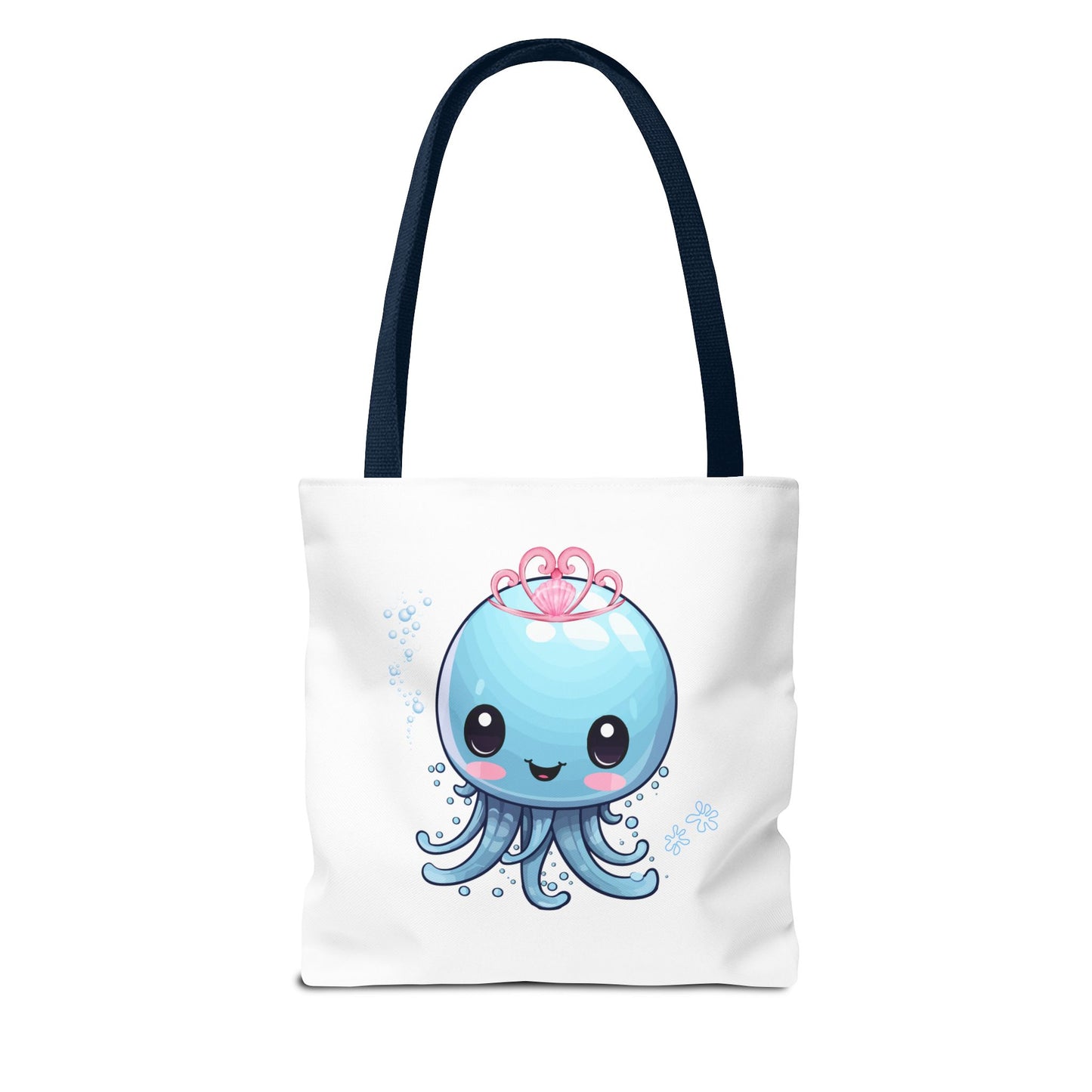 Blue jellyfish with a pink tiara Tote Bag