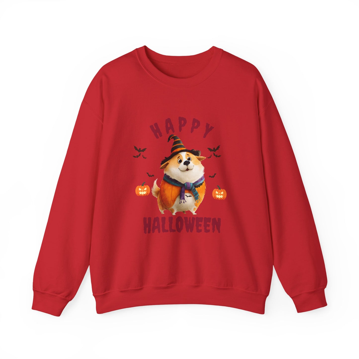 Happy Halloween Dog Sweatshirt, Cozy Fall Attire, Pet Halloween Apparel, Unisex Crewneck, Perfect for Halloween Parties, Fall Fashion