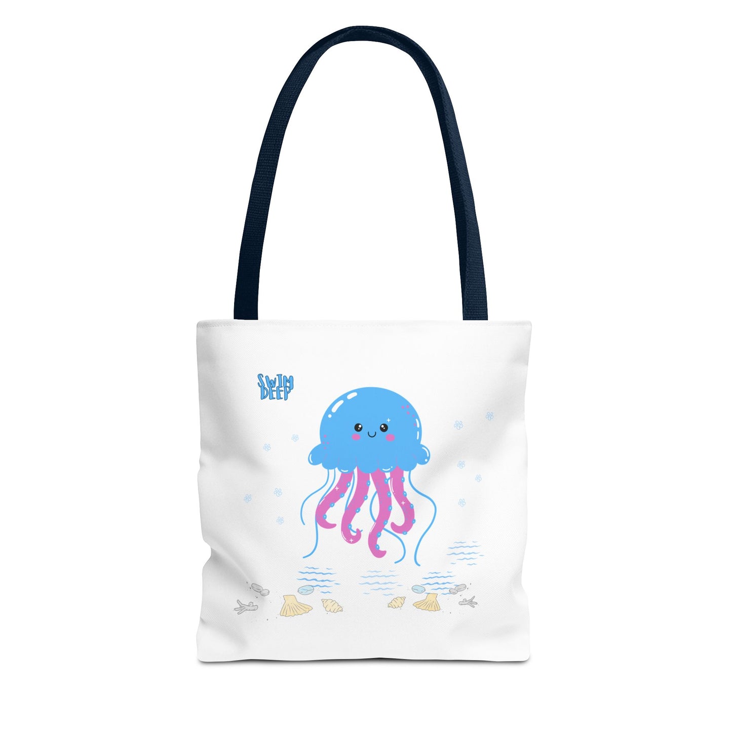 Blue jellyfish with pink tentacles Tote Bag