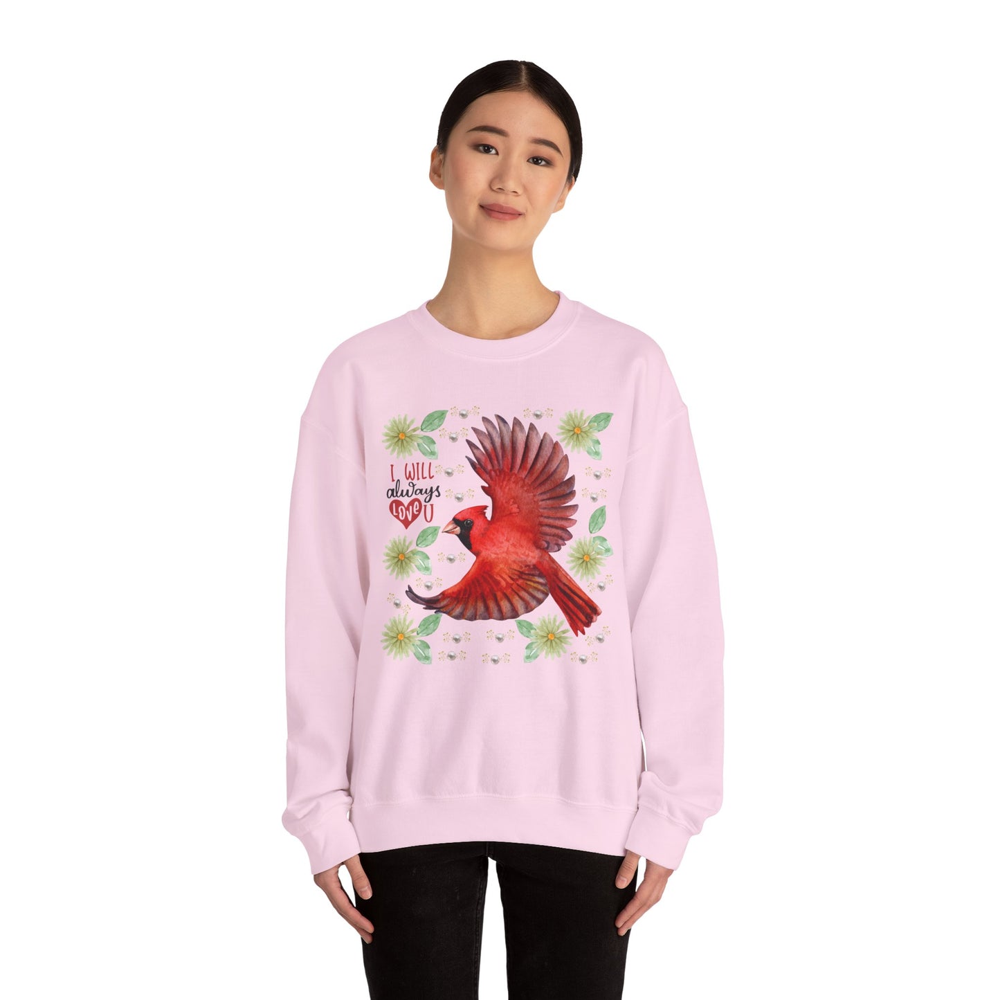 Colorful Cardinal Sweatshirt: Inspirational, Cozy Gift for Bird Lovers, Nature Enthusiasts, Eco-Friendly Apparel