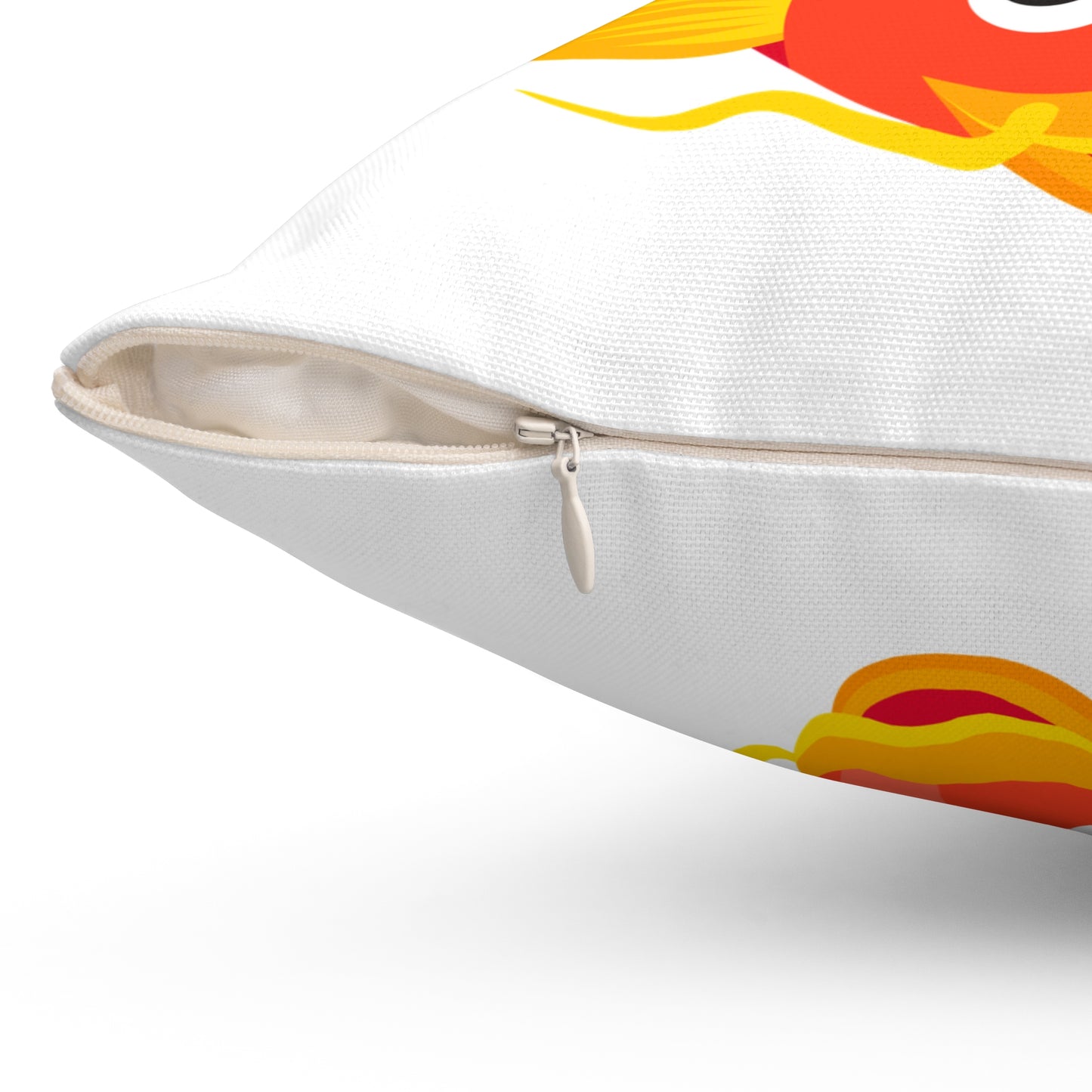 Goldfish with flowing fins and red blossoms Spun Polyester Square Pillow
