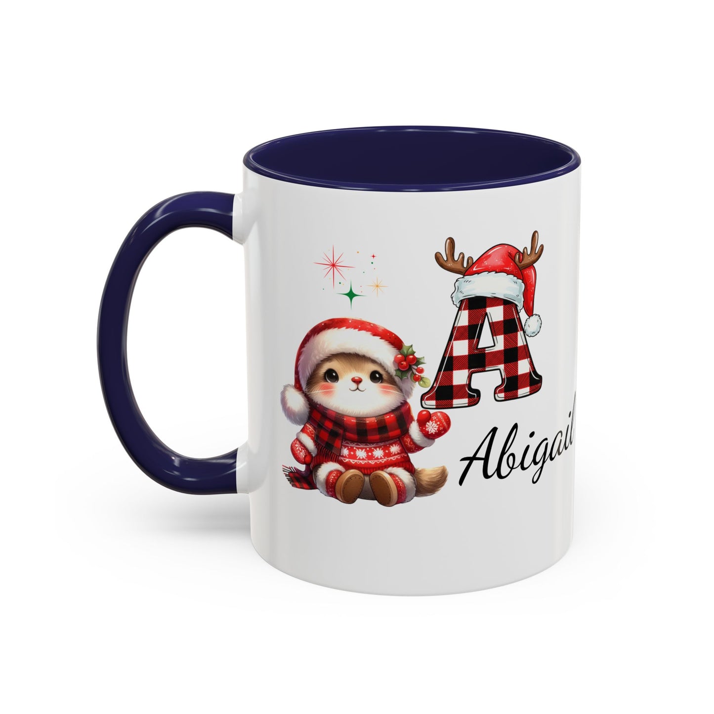 Festive Personalized Coffee Mug, Holiday Gift for Coffee Lovers, Custom Name Mug, Cute Animal Design, Perfect for Christmas