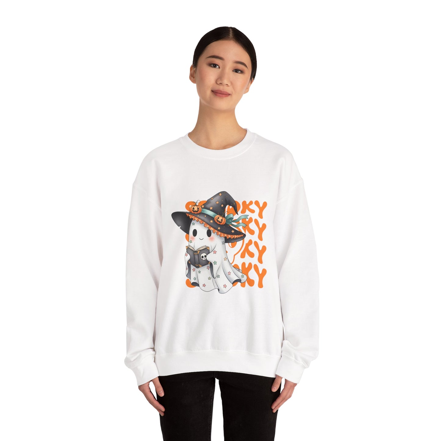 Halloween Ghost Sweatshirt, Cozy Sweatshirt, Fall Fashion, Unisex Crewneck, Spooky Season Apparel, Halloween Gift