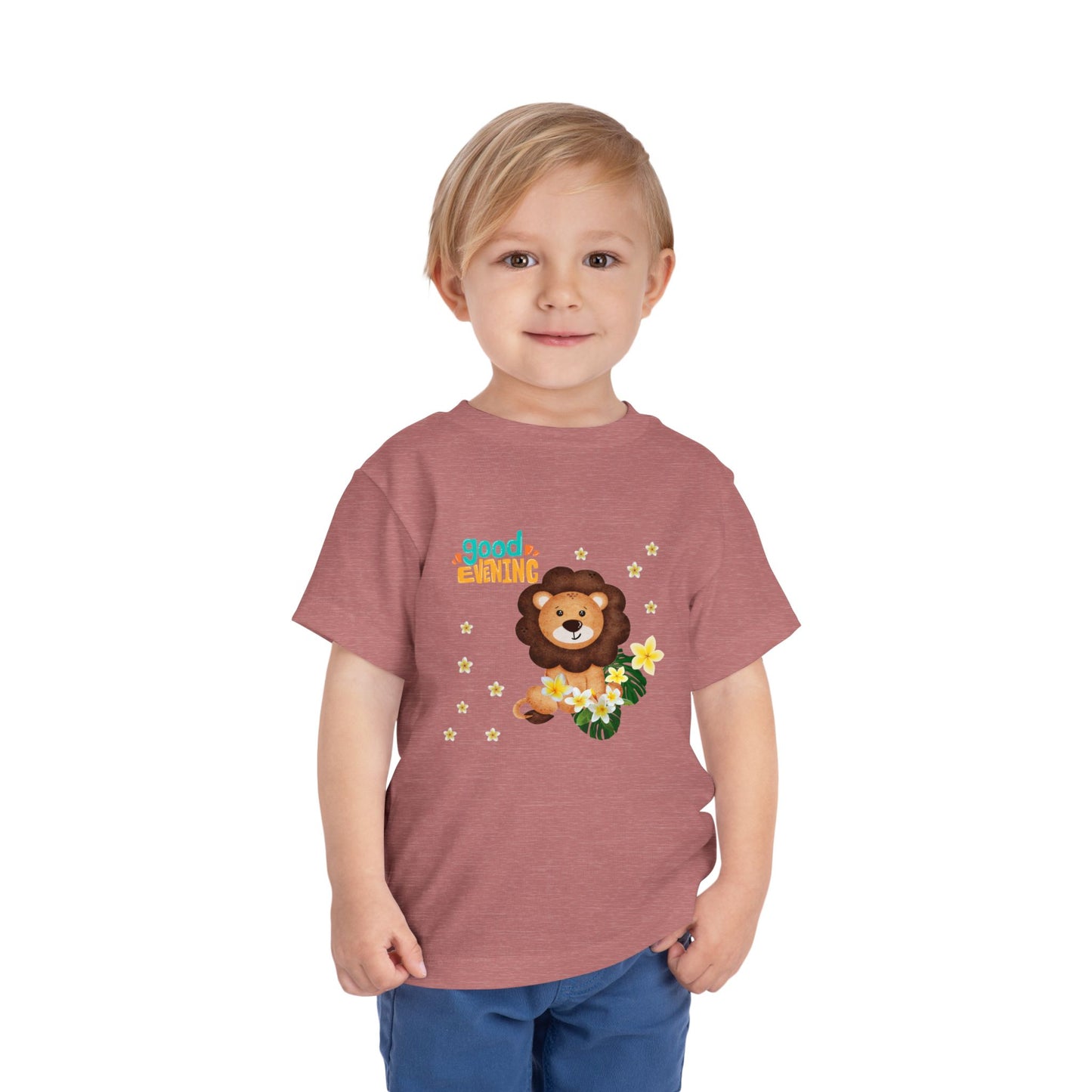 Toddler Lion Graphic Tee - Cute Short Sleeve T-Shirt for Kids, Fun Toddler Gift, Birthday, Playtime, Summer Wear, Cartoon Animal Shirt