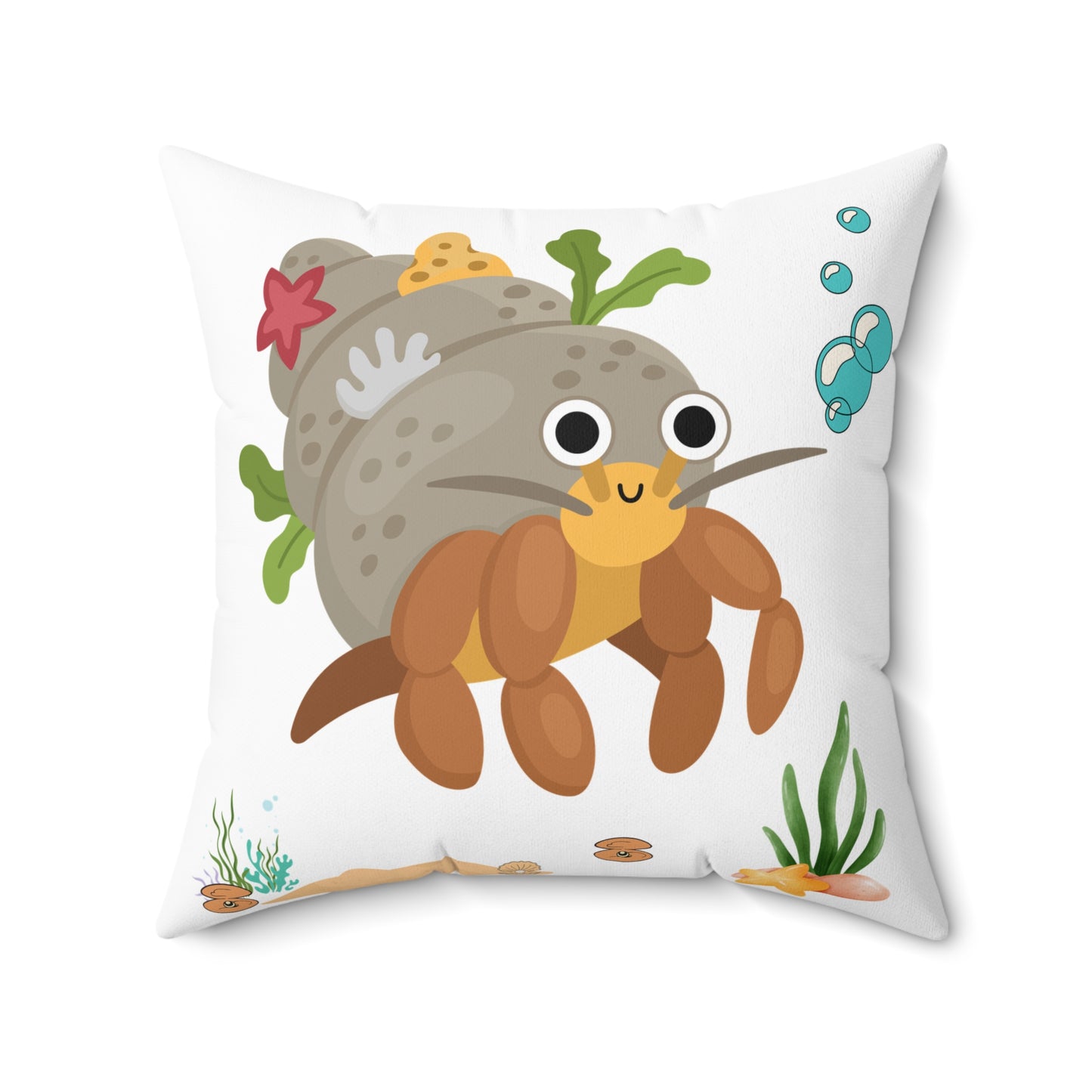 Hermit crab with shell underwater Spun Polyester Square Pillow