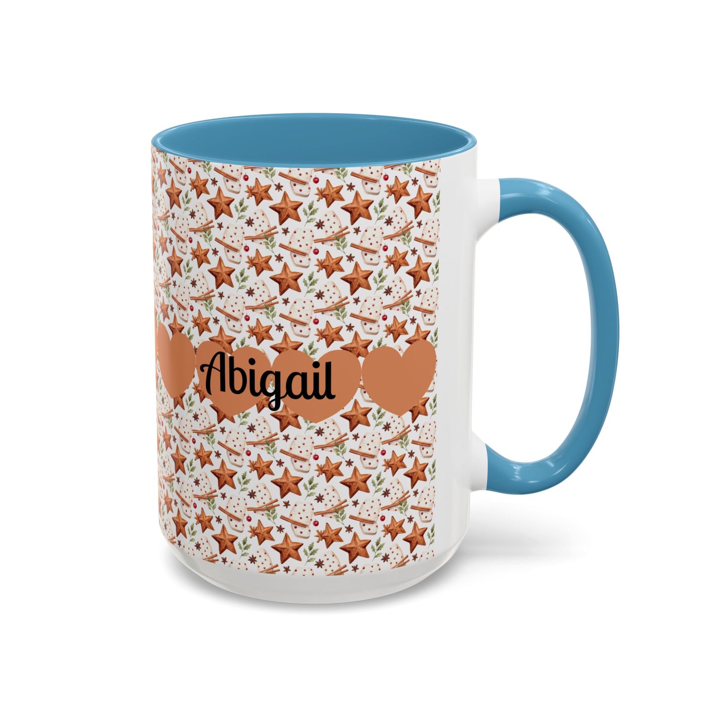 Personalized Accent Coffee Mug - Custom Gift, Floral Design, Heart Motif, Perfect for Birthdays, Anniversaries, Holidays