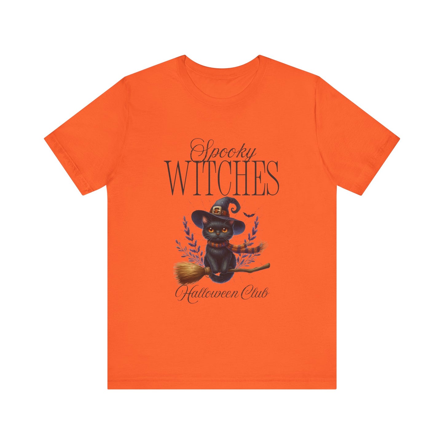 Spooky Witches Halloween Tee, Unisex Short Sleeve Shirt, Witch T-Shirt, Halloween Costume Top, Cat Lovers Gift, Fall Fashion