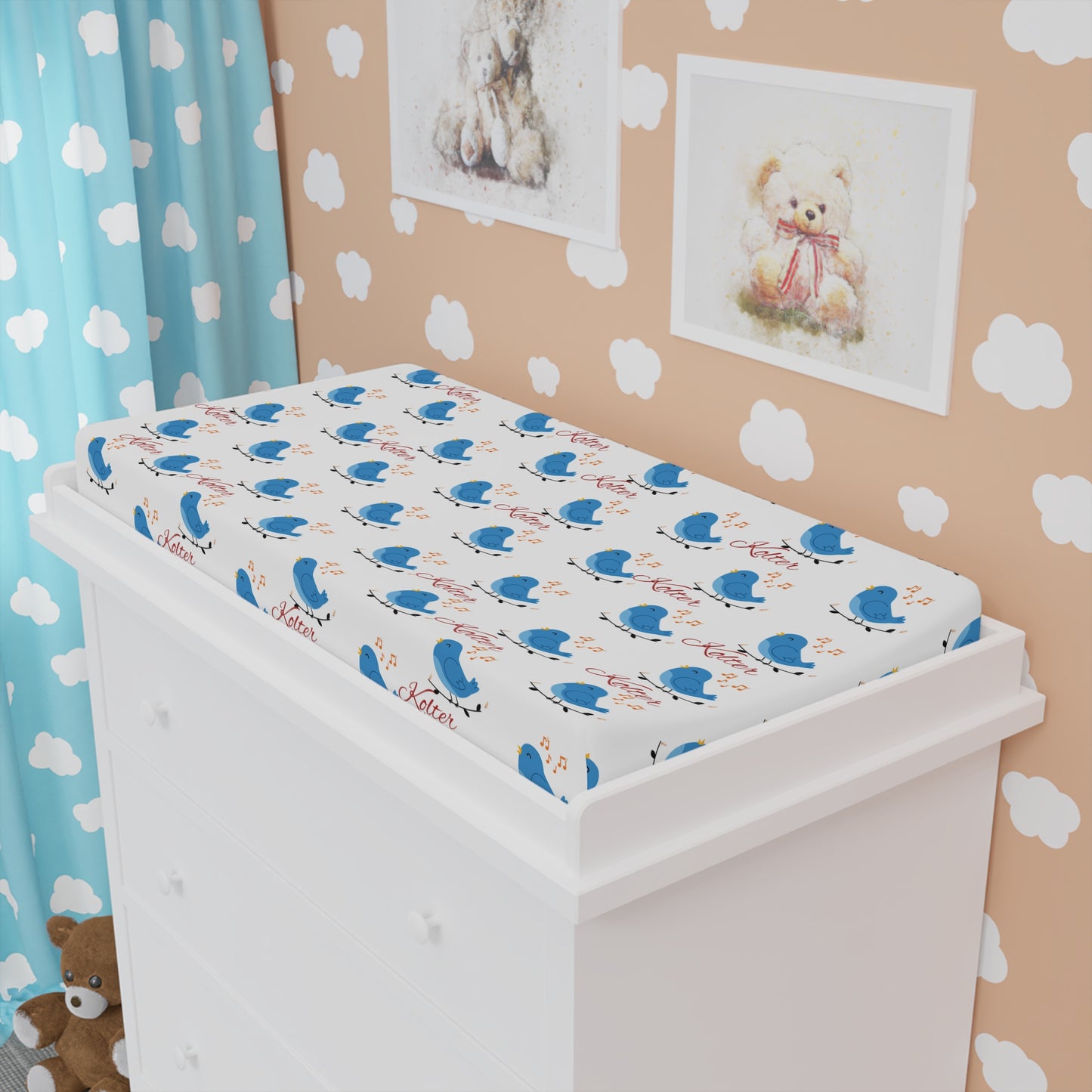Blue Whale Baby Changing Pad Cover — Cute Nautical Nursery Waterproof Fitted Cover