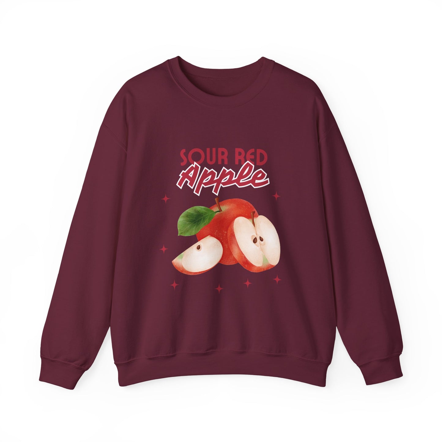 Sour Red Apple Sweatshirt, Cozy Crewneck, Unisex Apparel, Cute Fruit Design, Perfect Gift for Apple Lovers, Autumn Fashion