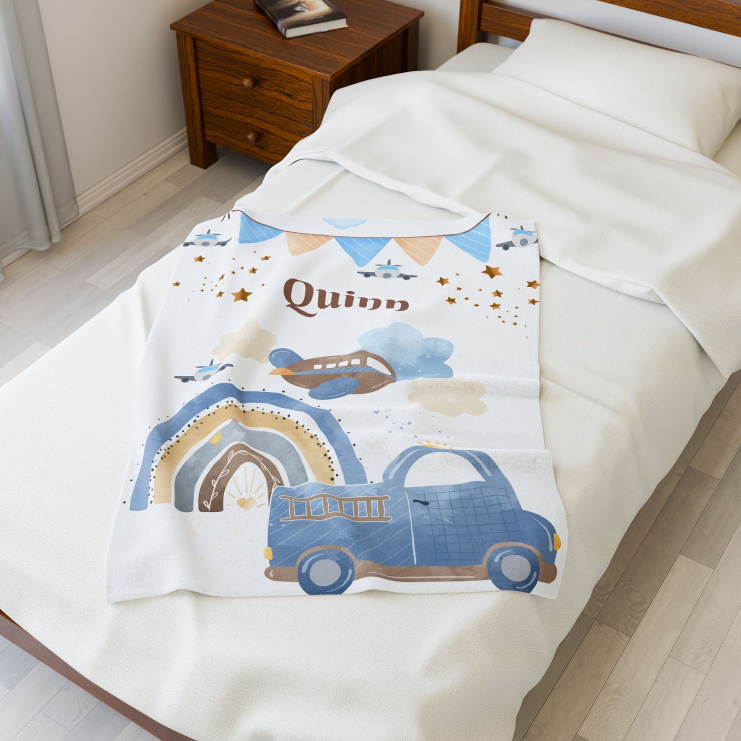 Personalized Velveteen Plush Blanket for Kids, Cozy Baby Blanket, Soft Nursery Throw, Custom Name Gift, Ideal for Baby Showers
