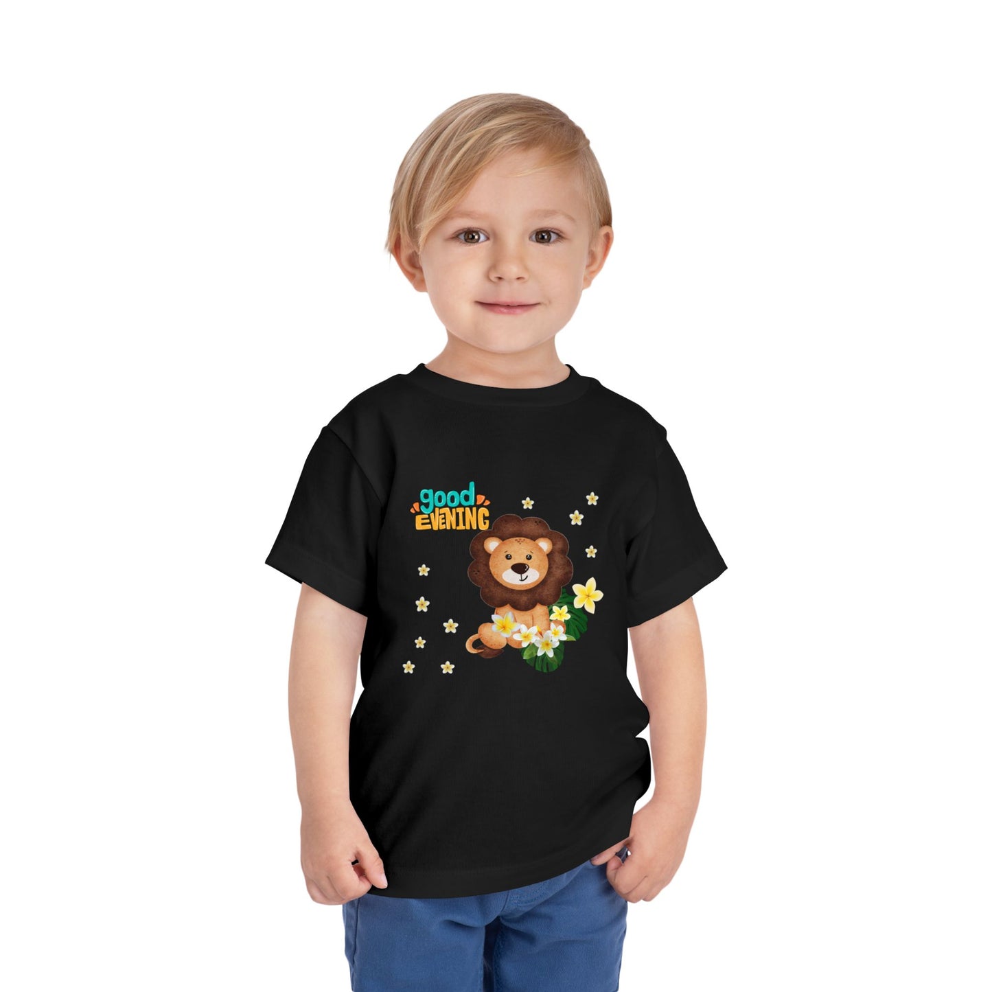 Toddler Lion Graphic Tee - Cute Short Sleeve T-Shirt for Kids, Fun Toddler Gift, Birthday, Playtime, Summer Wear, Cartoon Animal Shirt