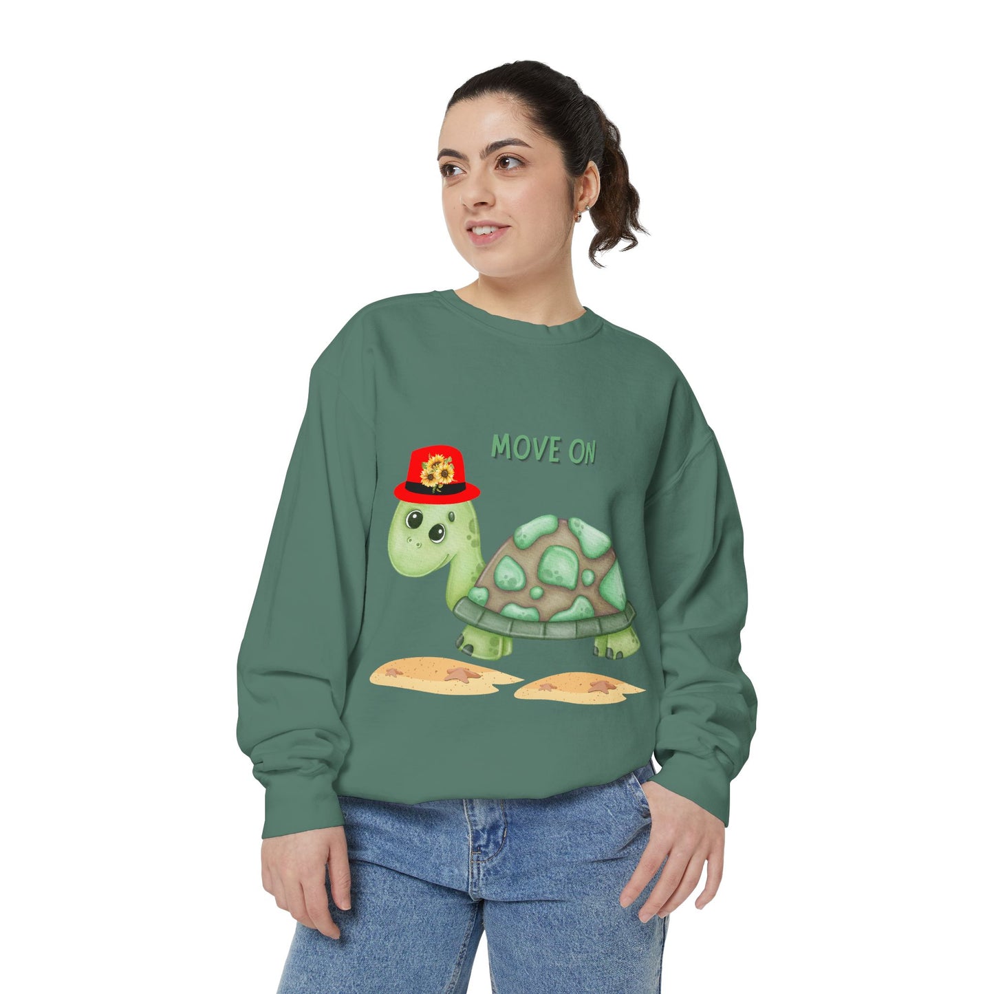 Turtle with a sunflower hat Unisex Garment-Dyed Sweatshirt