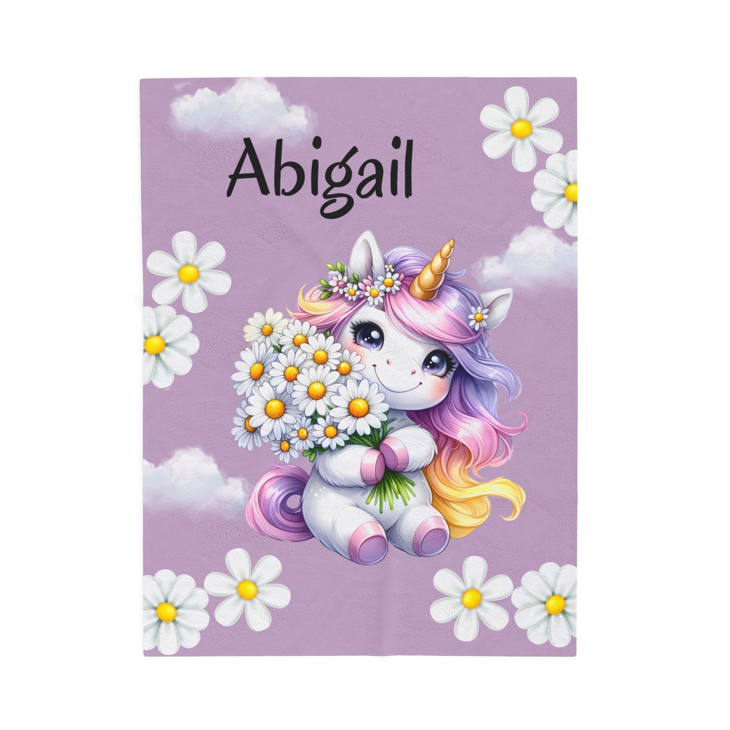 Personalized Unicorn Velveteen Plush Blanket | Soft Kids Gift, Nursery Decor, Cozy Throw, Birthday Present, Baby Shower