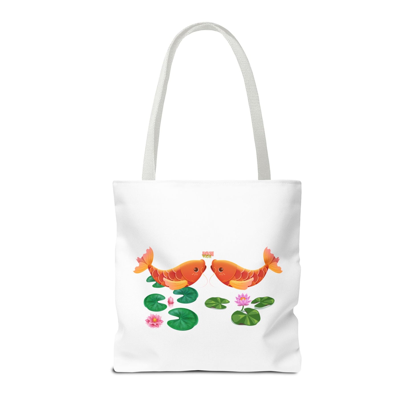 Golden koi fish with lotus flowers Tote Bag