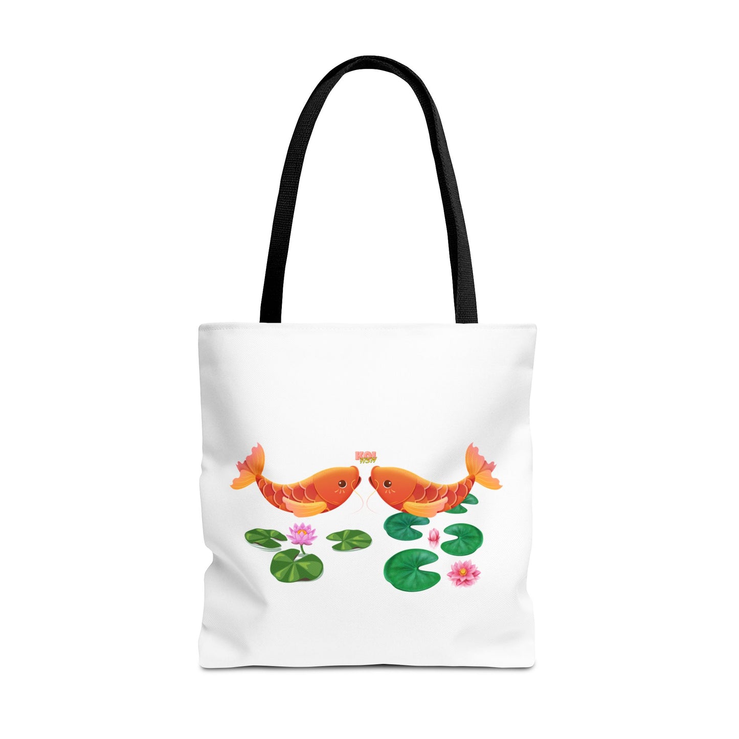 Golden koi fish with lotus flowers Tote Bag