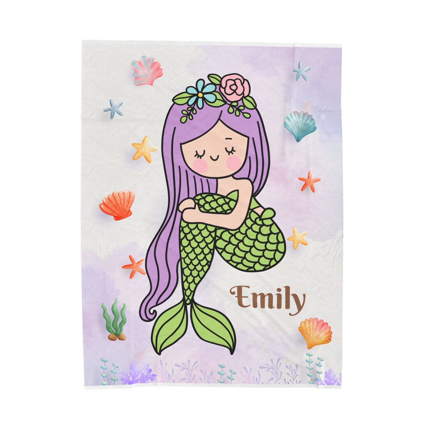 Mermaid Plush Blanket, Kids Throw Blanket, Personalized Blanket, Cozy Home Decor, Gift for Girls