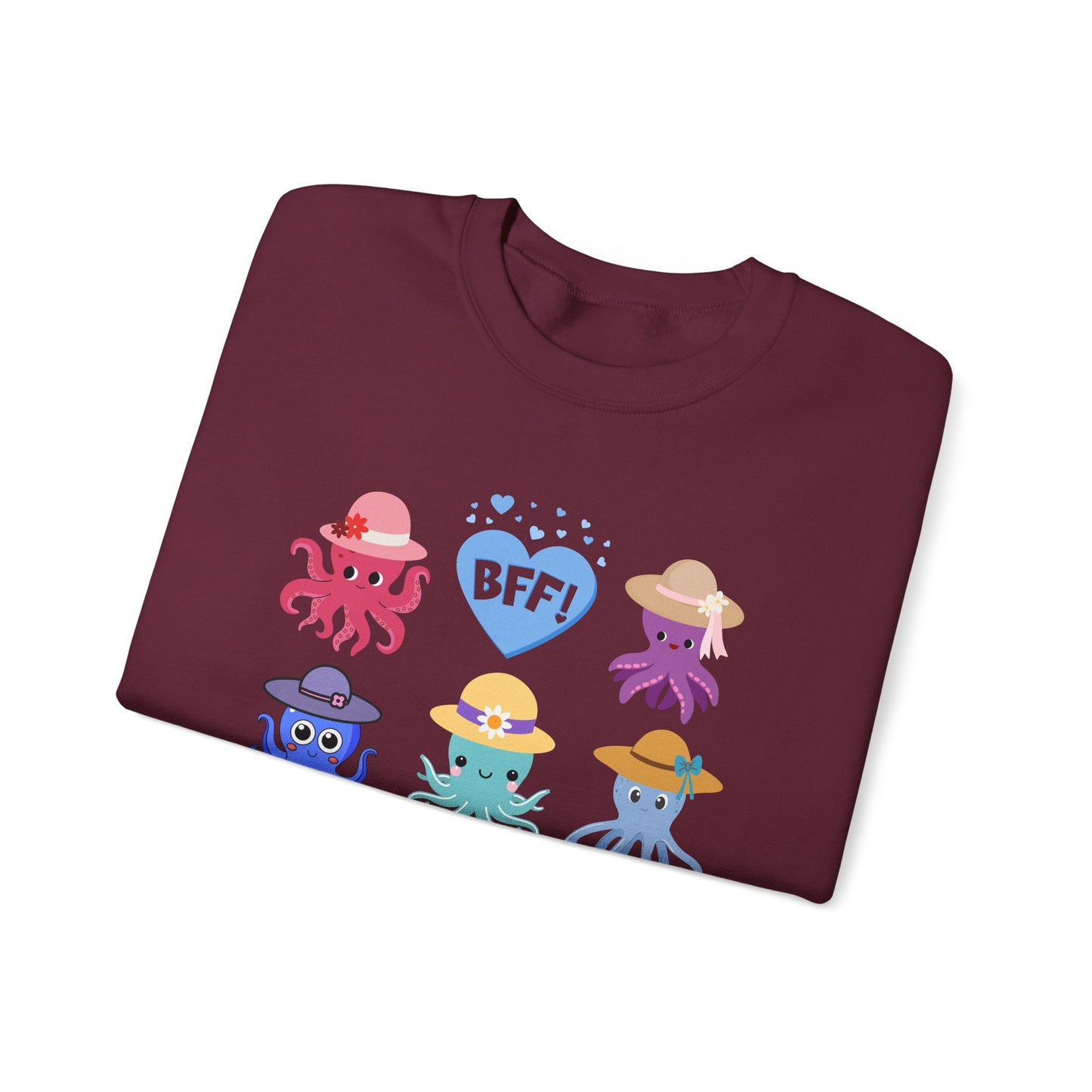 Cute Octopus BFF Sweatshirt, Gift for Friends, Ocean Lover Apparel, Matching Outfits, Cozy Crewneck for Celebrations