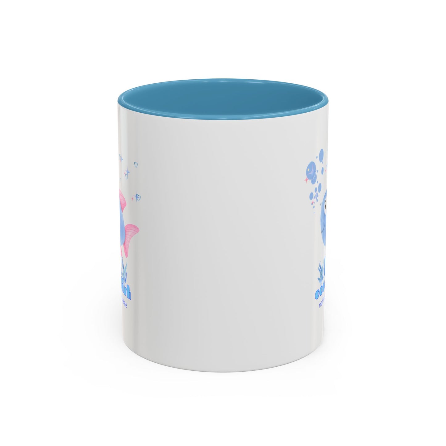 Cute cartoon fish with pink fins and bubble Coffee Mug