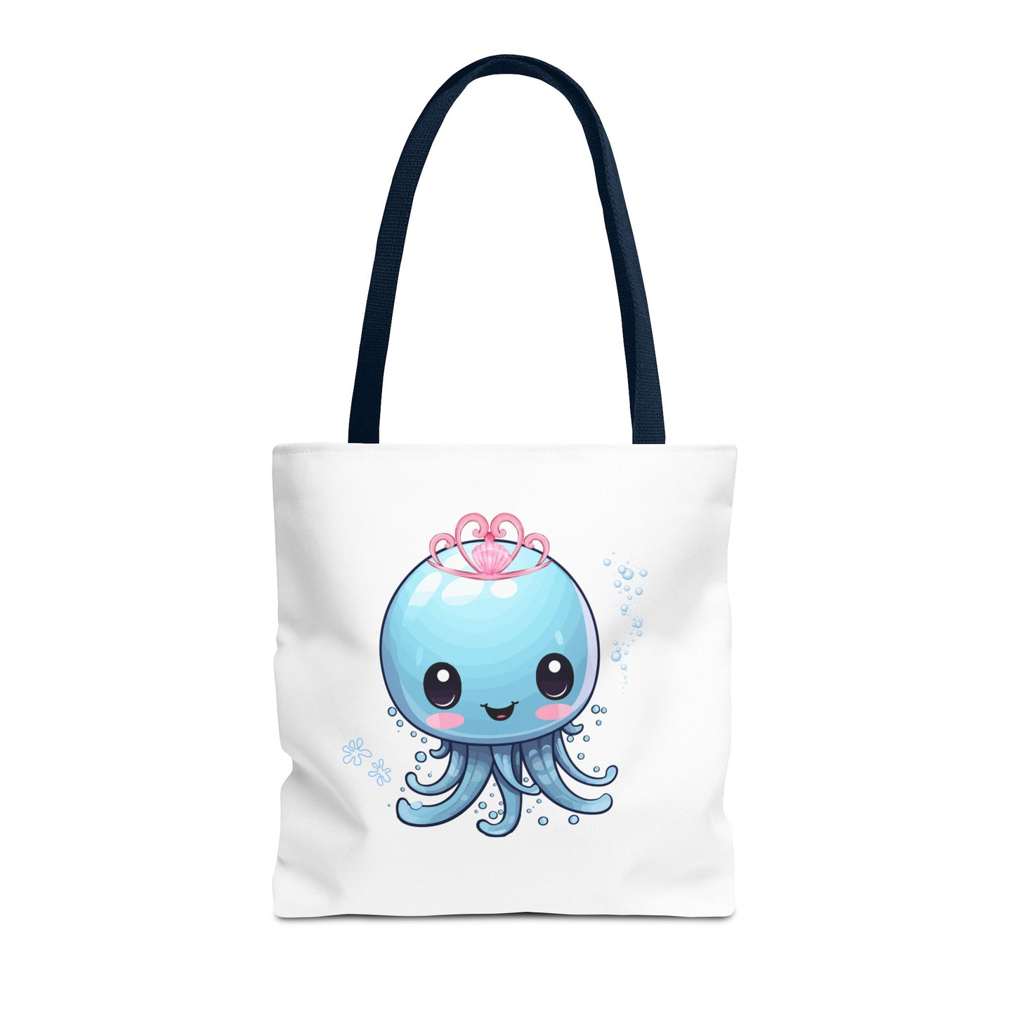 Blue jellyfish with a pink tiara Tote Bag