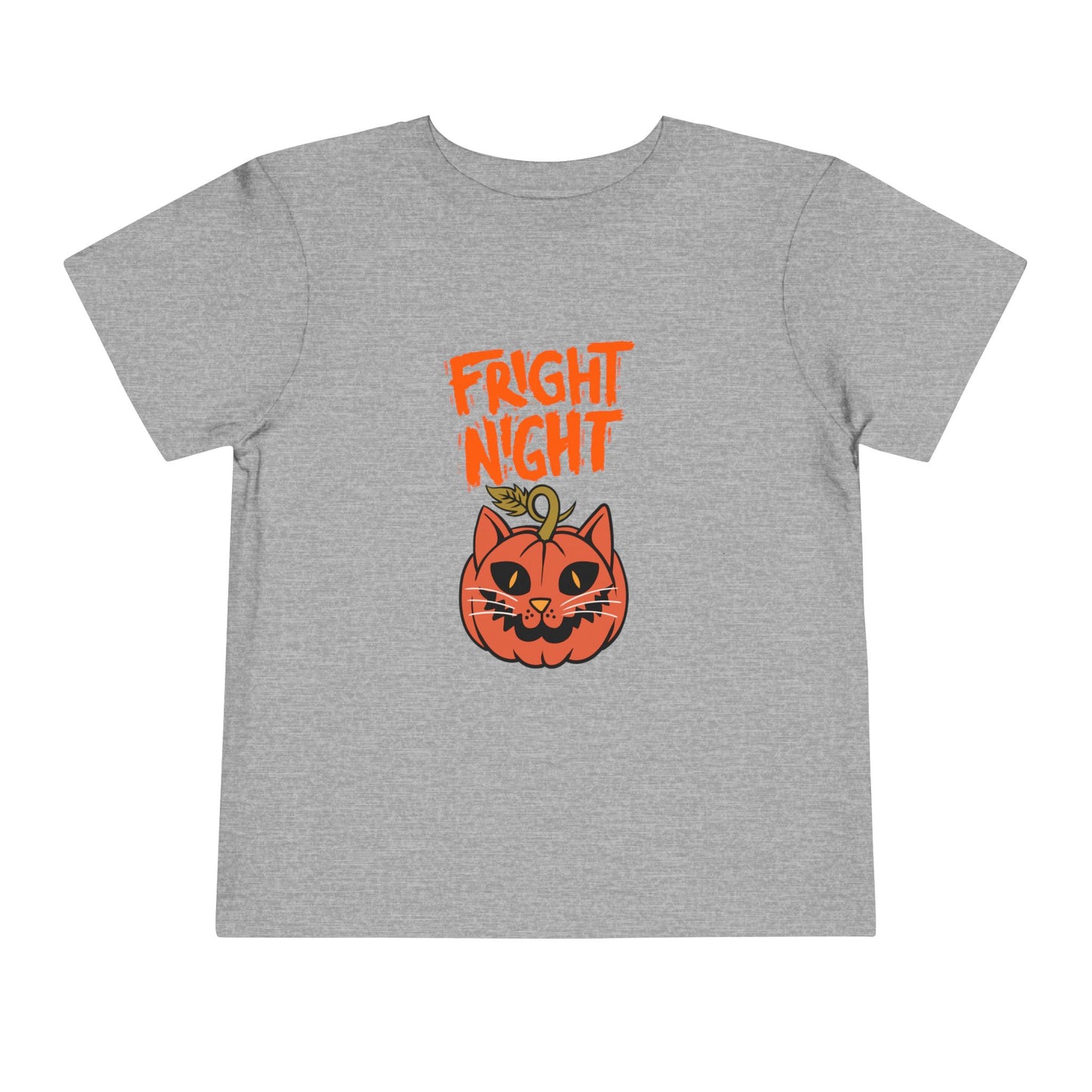 Cute Halloween Toddler Tee, 'Fright Night' Shirt, Kids Halloween Costume Top, Pumpkin Cat Graphic Tee, Spooky Toddler Outfit