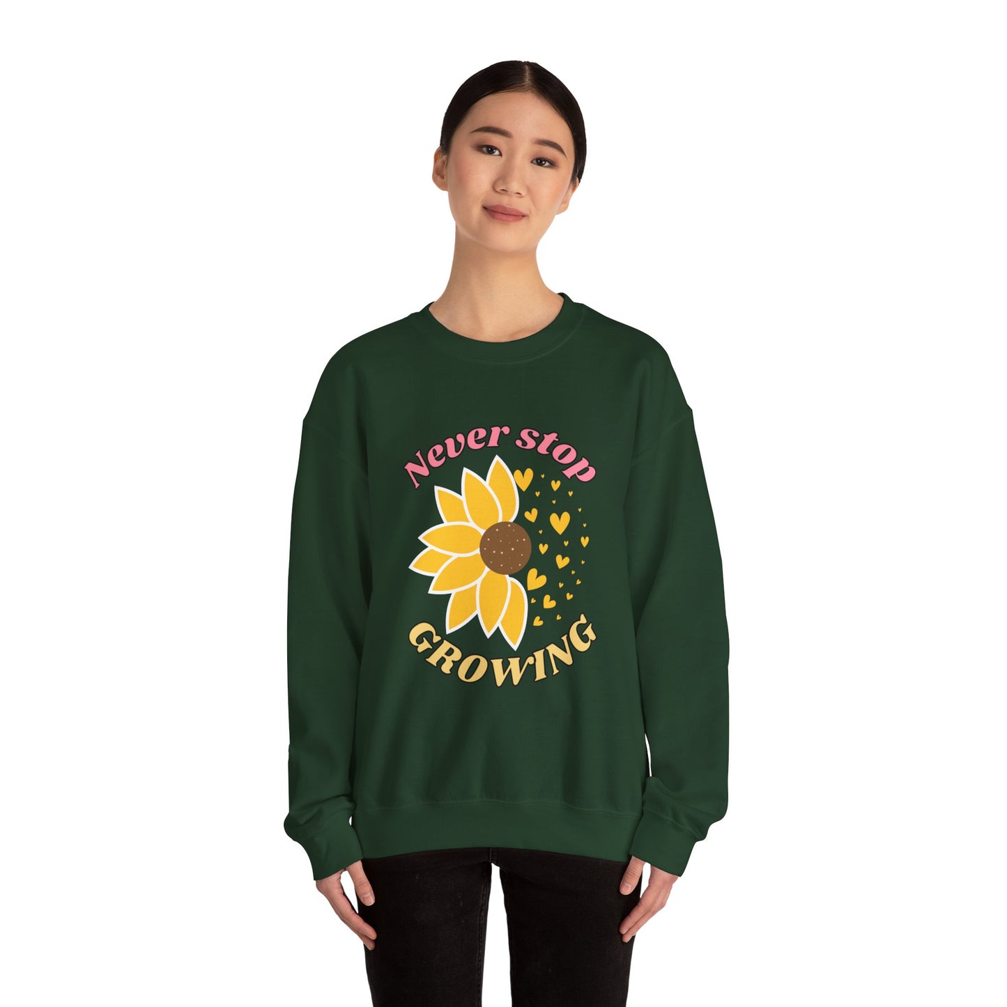 Blooming Inspiration Crewneck Sweatshirt, Never Stop Growing Sweatshirt, Motivational Gift, Spring Fashion, Cozy Layering Piece