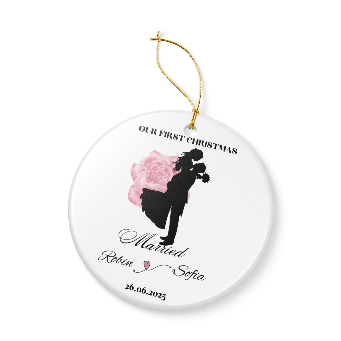 Personalized Wedding Ornament, Custom First Christmas Decoration, Couples Keepsake, Holiday Gift, Engagement Celebration