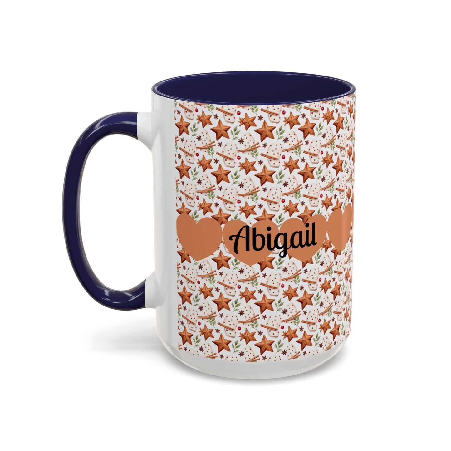 Personalized Accent Coffee Mug - Custom Gift, Floral Design, Heart Motif, Perfect for Birthdays, Anniversaries, Holidays
