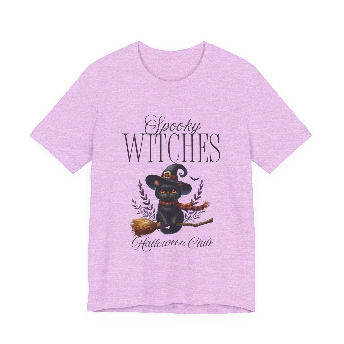Spooky Witches Halloween Tee, Unisex Short Sleeve Shirt, Witch T-Shirt, Halloween Costume Top, Cat Lovers Gift, Fall Fashion