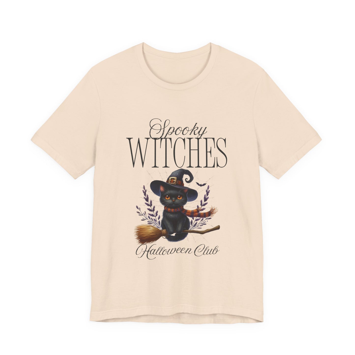 Spooky Witches Halloween Tee, Unisex Short Sleeve Shirt, Witch T-Shirt, Halloween Costume Top, Cat Lovers Gift, Fall Fashion