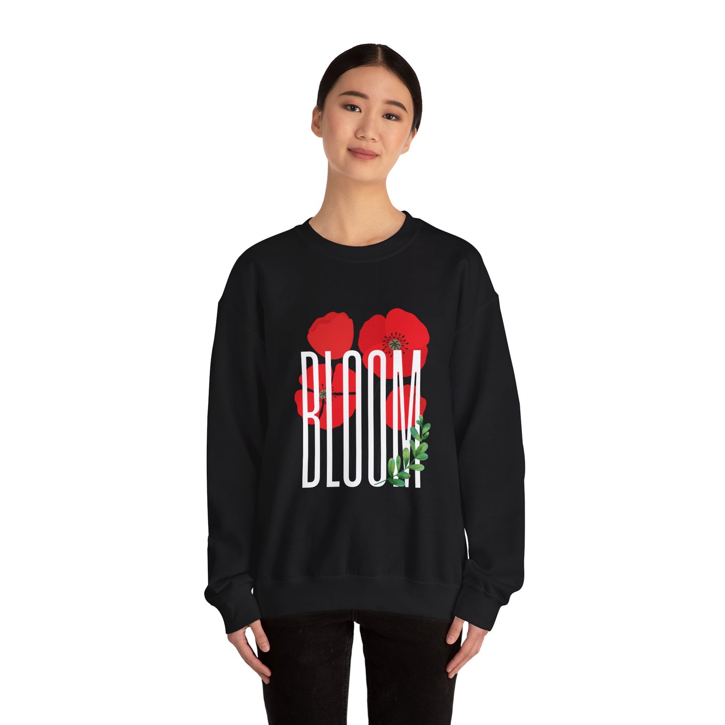 Bloom Poppy Sweatshirt, Casual Unisex Crewneck, Gift for Nature Lovers, Spring Fashion, Floral Sweatshirt, Botanical Gift